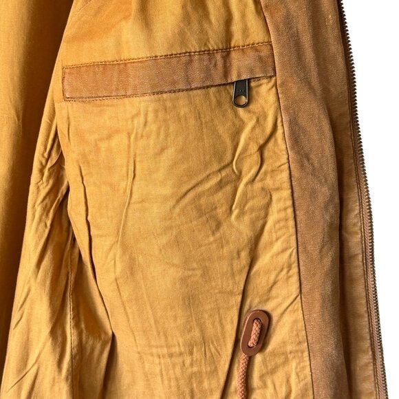 Vtg EMS Canvas Chore Barn Coat Sm Hooded Pockets Thick Lined Internal drawstring - Picture 8 of 16